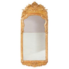 Swedish Rococo Gilt Wood Mirror