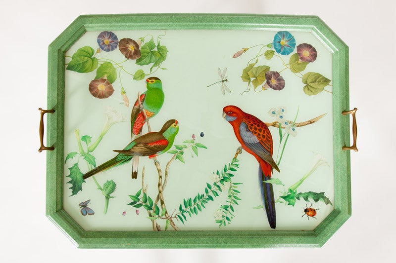 American Painted Table with Decoupage Tray Top In Good Condition For Sale In New York, NY