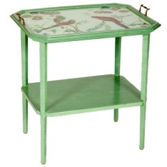 American Painted Table with Decoupage Tray Top