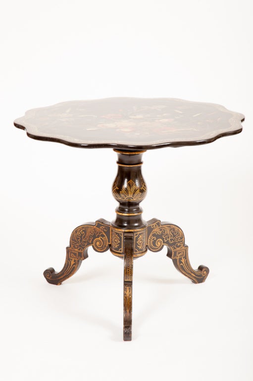 English Victorian Lacquered Tilt-Top Table