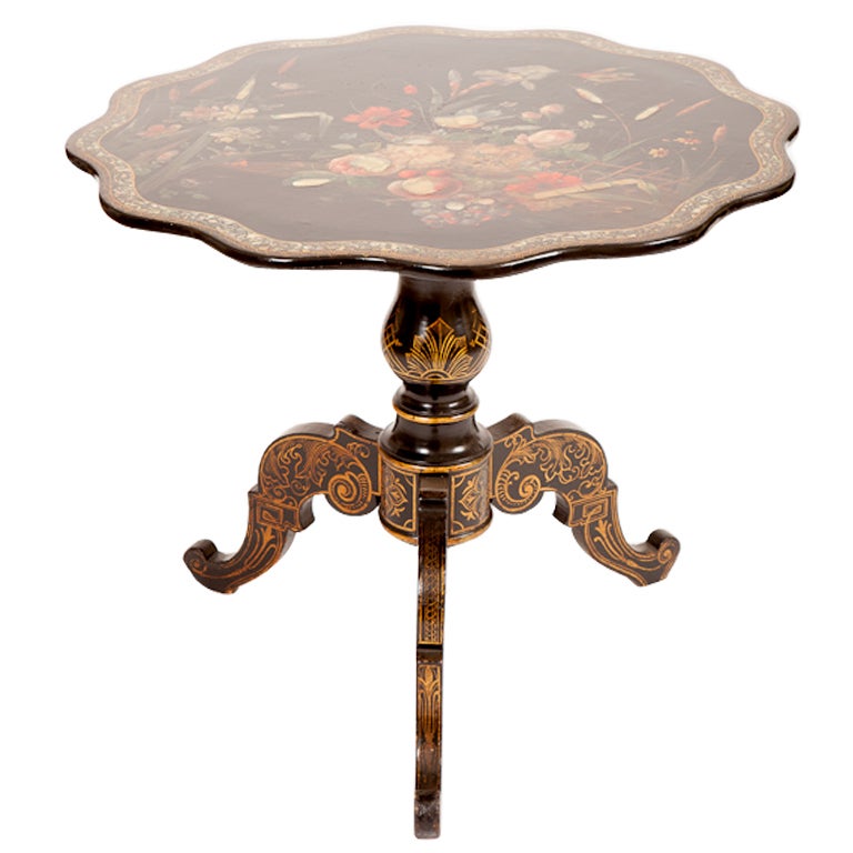 English Victorian Lacquered TiltTop Table For Sale at 1stDibs