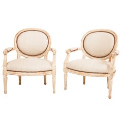 Pair of French Small Armchairs in the Louis XVI Taste