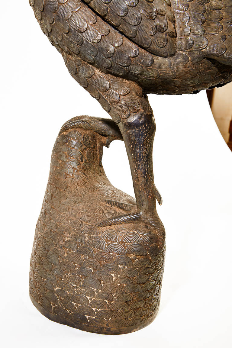Benin Bronze Rooster Sculpture 5