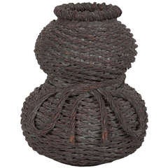Used Large Japanese Taisho Double Gourd Form Basket