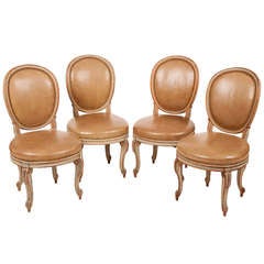 Set of Four French Transitional Louis XVI Side Chairs