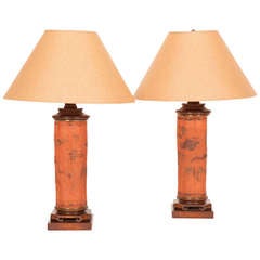 Pair of Japanese Meiji Tokoname Ceramic Lamps