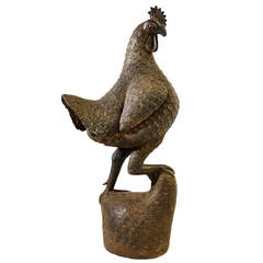 Benin Bronze Rooster Sculpture