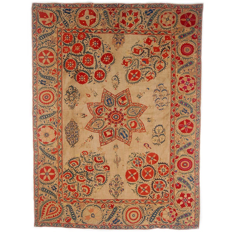Suzani Rug Comprised of Six Panels, 19th Century For Sale