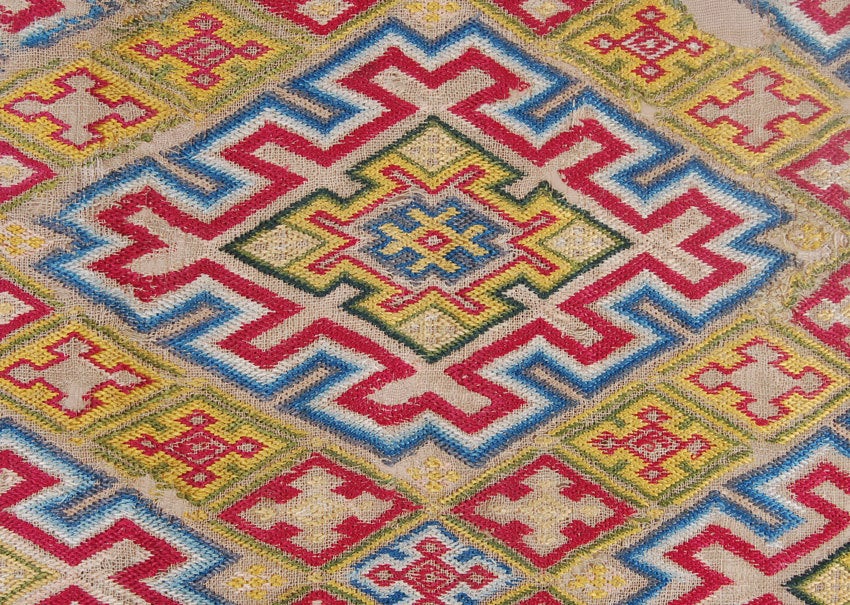 Bargello embroidery is named for the Bargello palace in Florence where a series of chair covers with a flame stitch design from the 17th century are the first known example of this type of work. Traditionally worked in wool or silk on canvas and