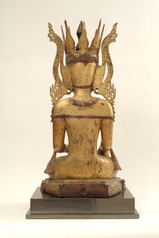 Shaan Dynasty Carved, Lacquered, and Gilt Seated Buddha In Good Condition For Sale In Portland, ME