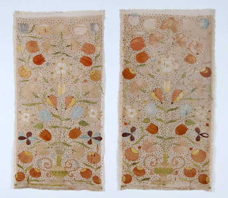 Pair of Castelo Branco Embroidered Hangings