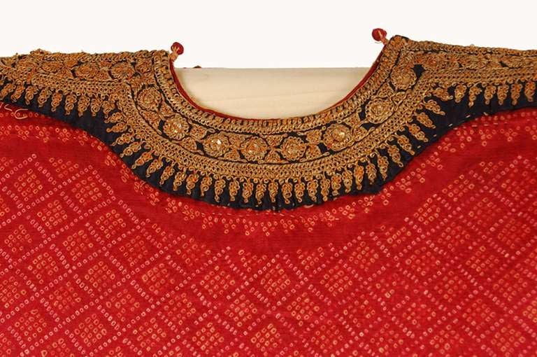 19th Century Bandhani Silk Aba For Sale