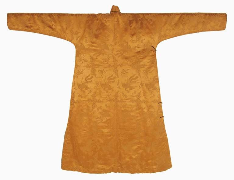 Chinese Fur-Lined Brocade Robe For Sale
