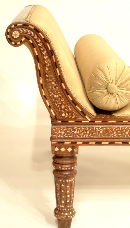 Indian Inlaid Chaise Longue For Sale