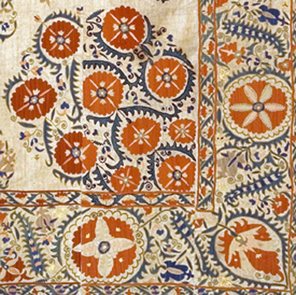 Uzbek Suzani Rug Comprised of Six Panels, 19th Century For Sale