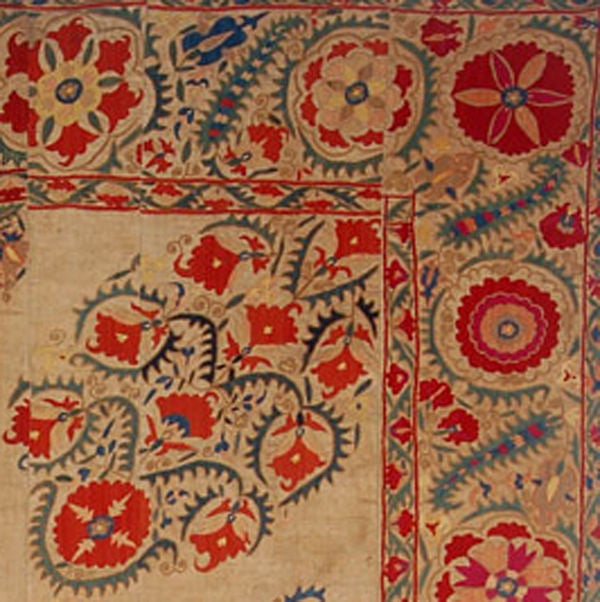 Suzani Rug Comprised of Six Panels, 19th Century In Good Condition For Sale In Portland, ME