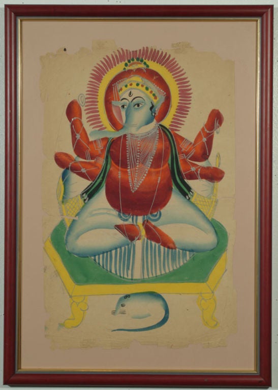 Indian Kalighat Painting of Ganesha