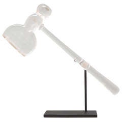 Glass Hatchet on Metal Base