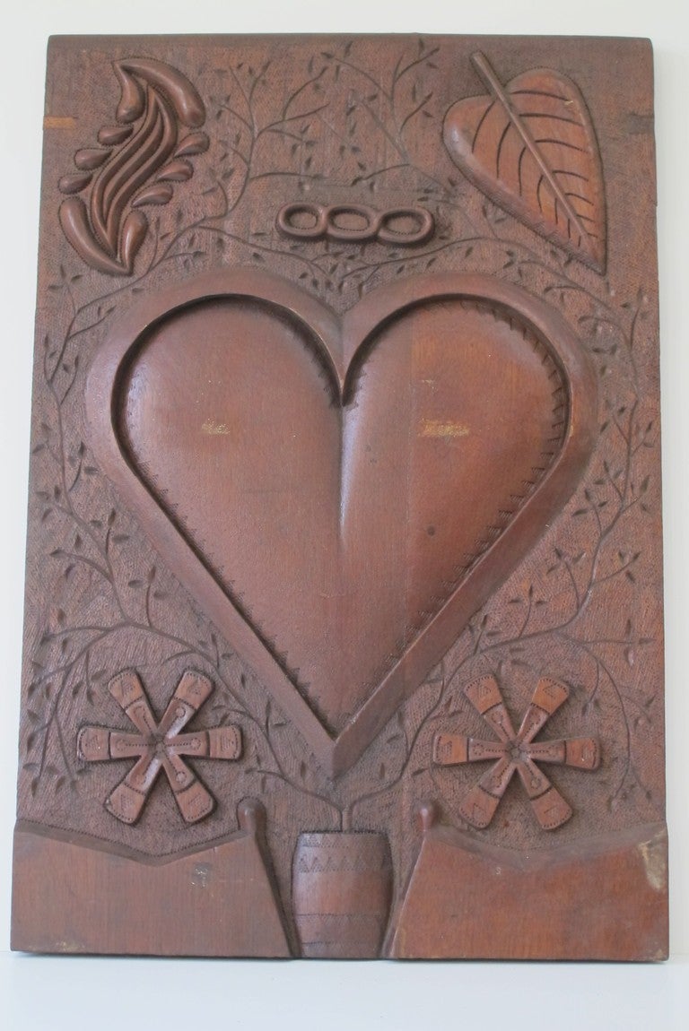 Carved Wood Wedding Token Of Love Heart Panel