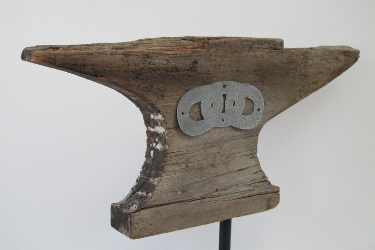 American Wooden Anvil Weathervane From a Fraternal Lodge For Sale