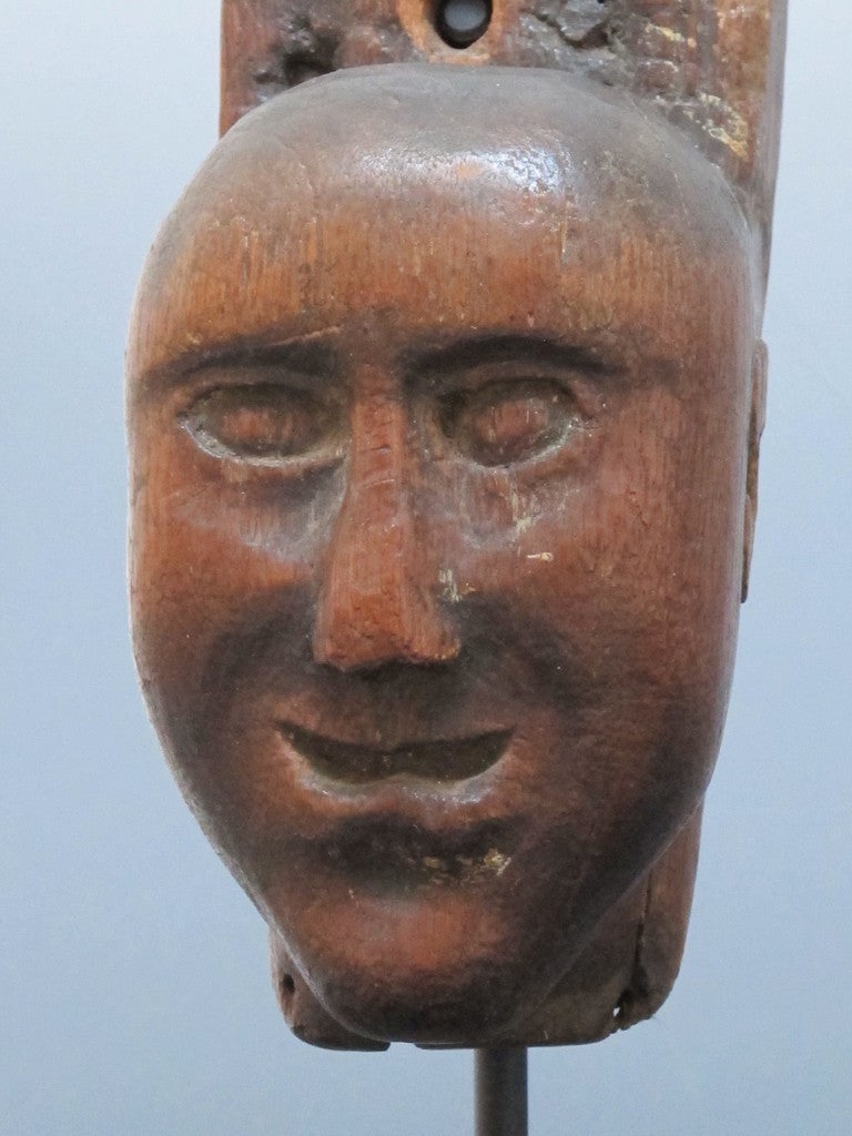 Folk Art Early Carved Wood Head