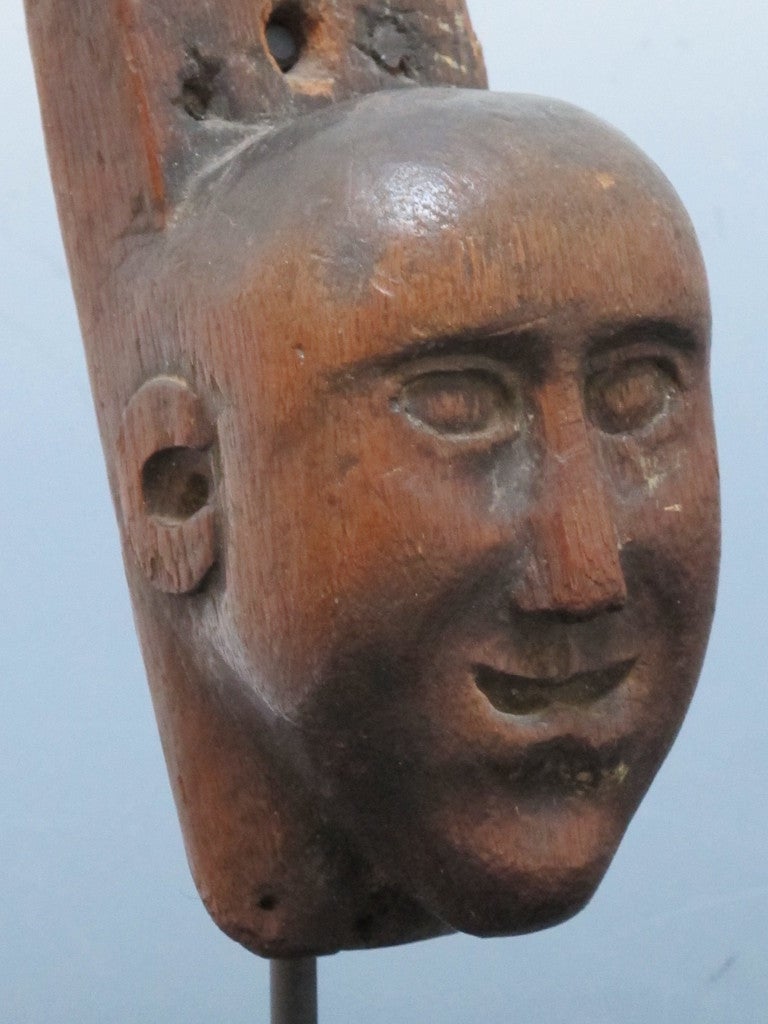 British Early Carved Wood Head