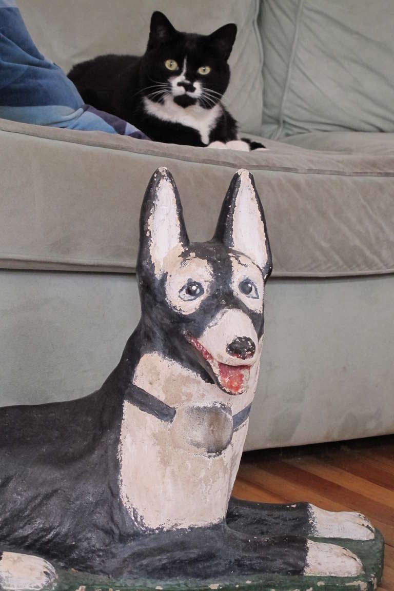 Folk Art Dog Garden Sculpture at 1stdibs