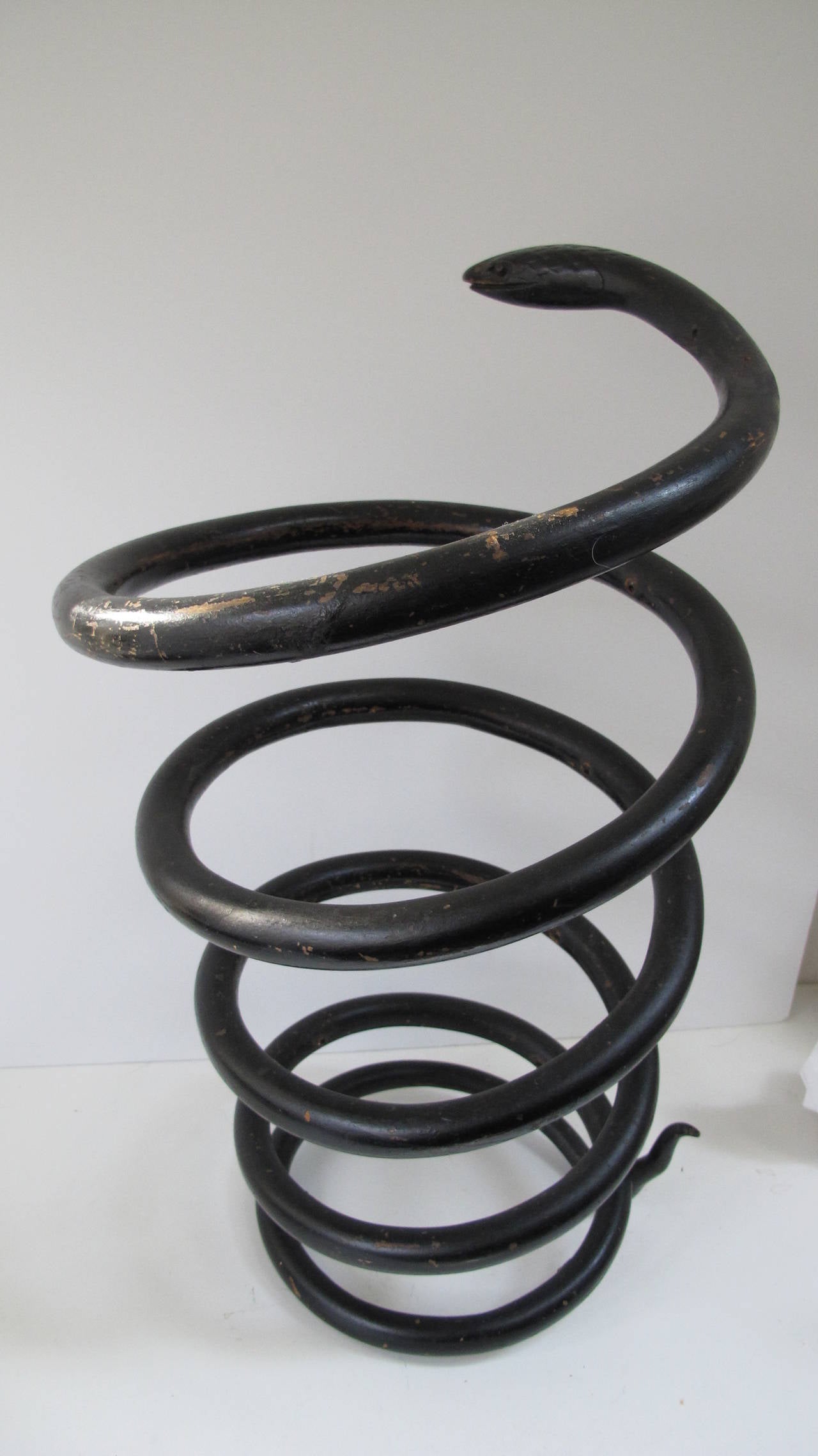 Wooden Spiral Snake Sculpture In Good Condition In New York, NY