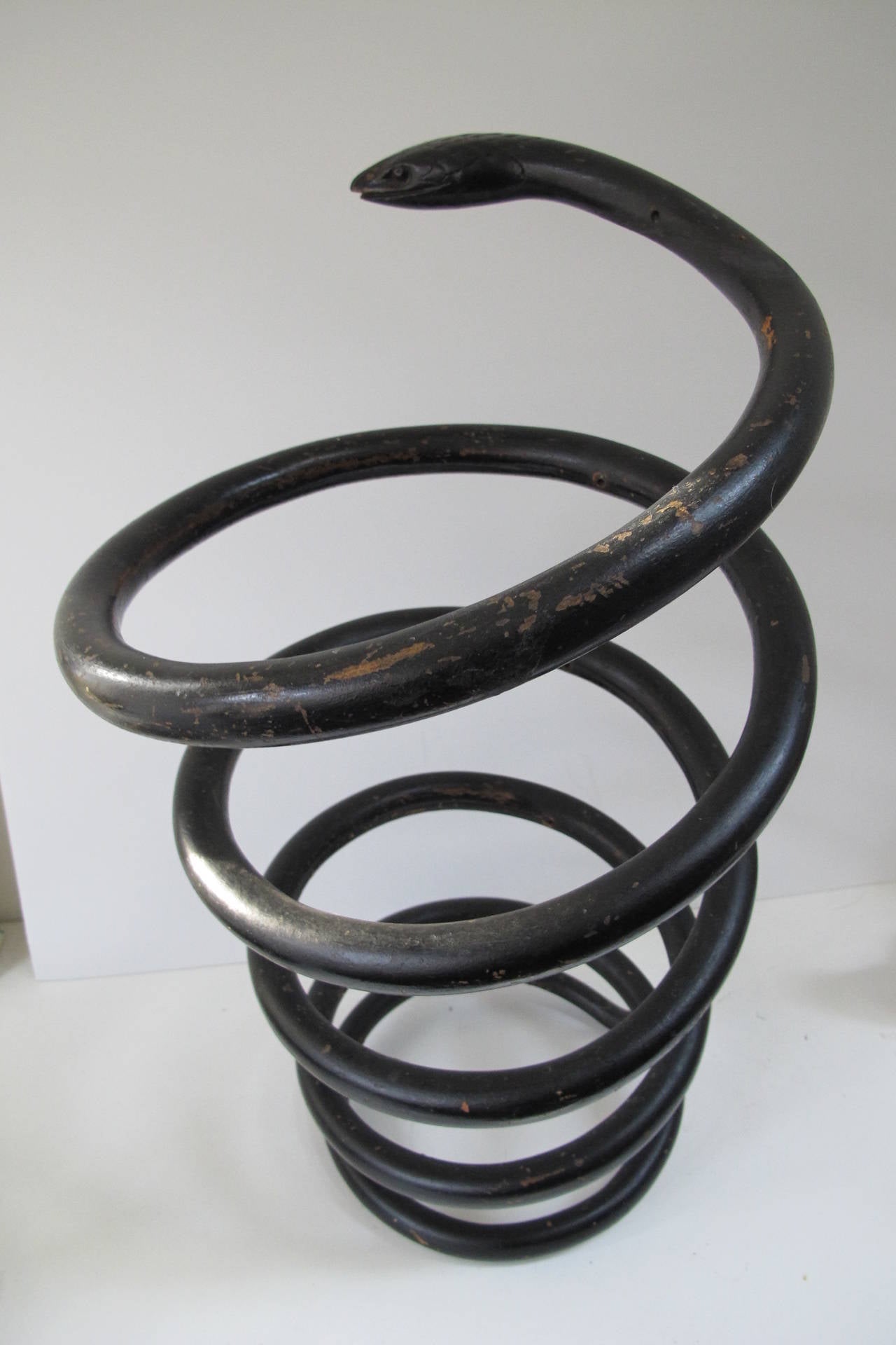 American Wooden Spiral Snake Sculpture