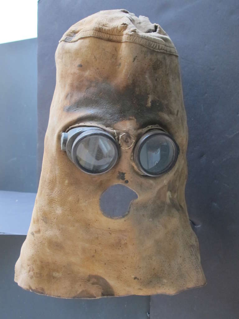 old leather welding mask