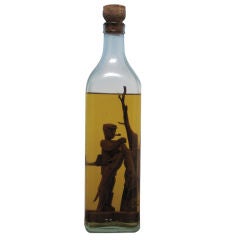 Hunter With Dog & Rabbit In A Bottle