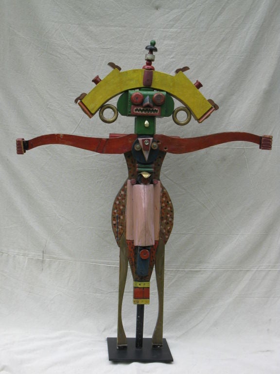 20th Century Folk Art Janus Totem Figure