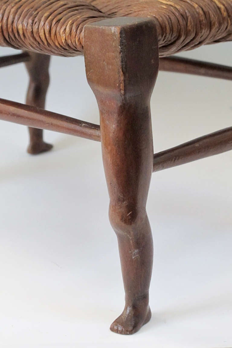 Mahogany Carved Ladies Legs Stool For Sale