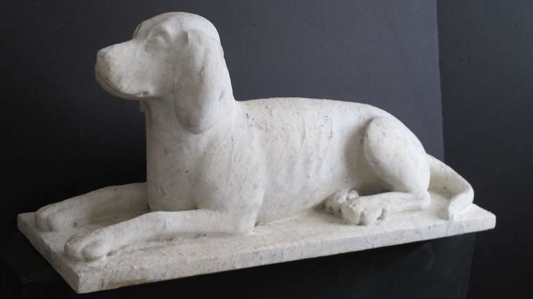 Marble Dog Garden Sculpture In Excellent Condition In New York, NY