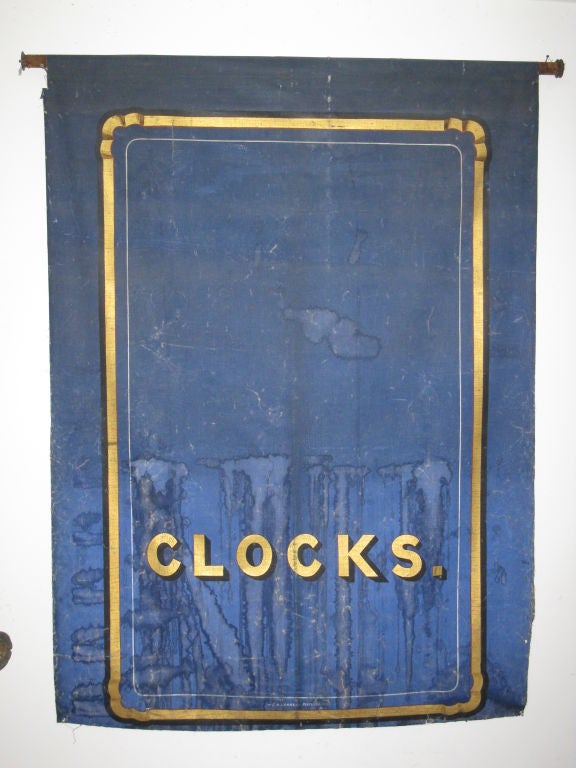 Painted Clocks Makers Windowshade Sign