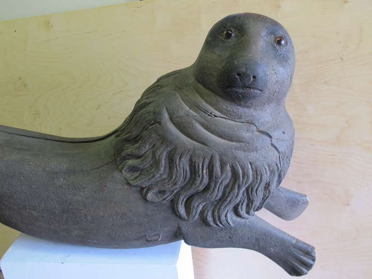 Folk Art Carousel Sea Lion Sculpture