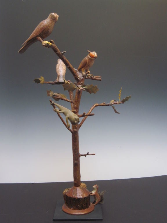 Bird Tree With Chameleon And Squirrel