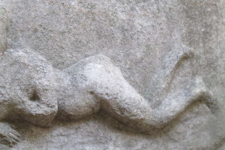 19th Century Reclining Stone Nude Archetectural Relief
