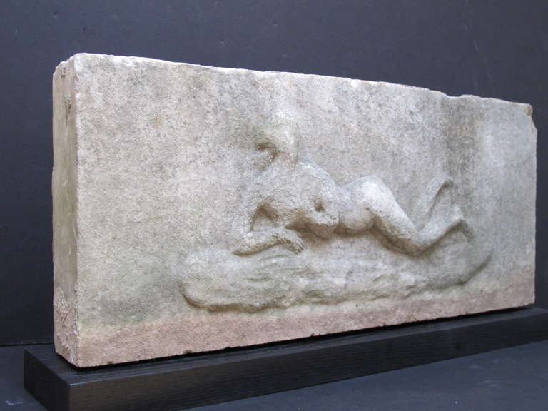 American Reclining Stone Nude Archetectural Relief