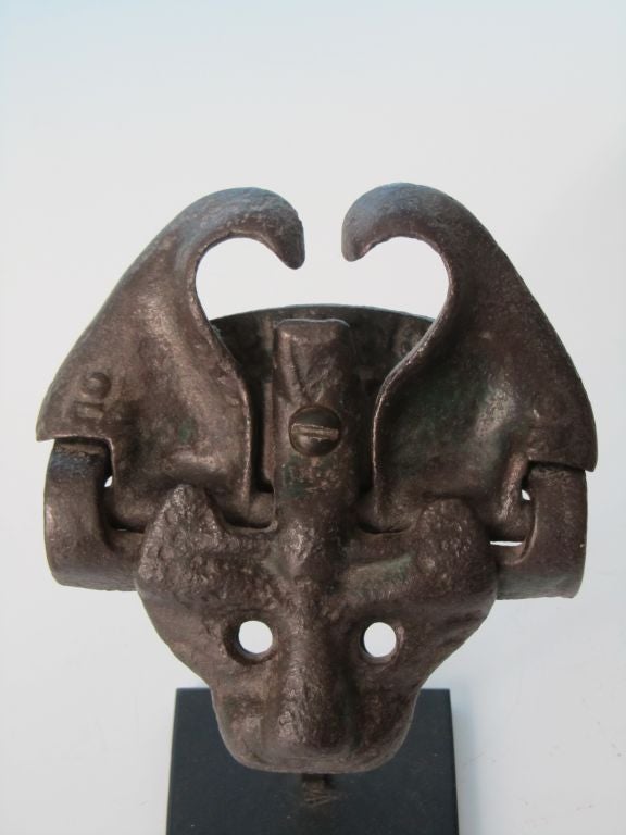 antique cast iron cat head gate latch