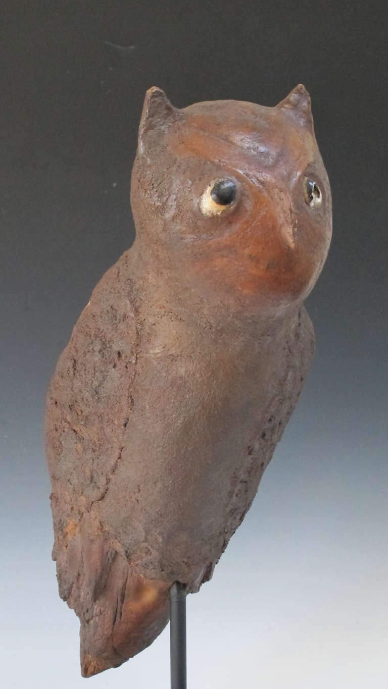 Folk Art Owl Folk Sculpture For Sale