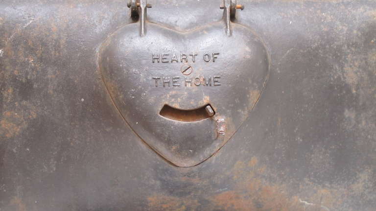 Primitive Cast Iron Stove Door with Hinged Heart