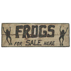 Vintage "Frogs For Sale" Wood Sign
