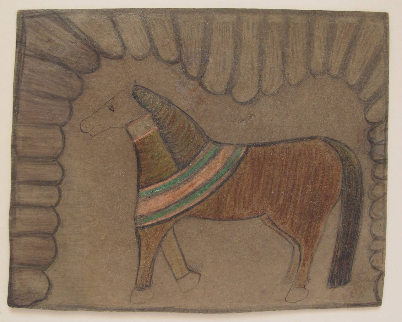 Southern Horse Drawing with Curtain