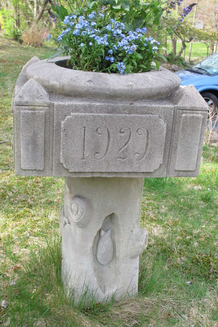 20th Century Limestone Garden Planter Sculpture For Sale