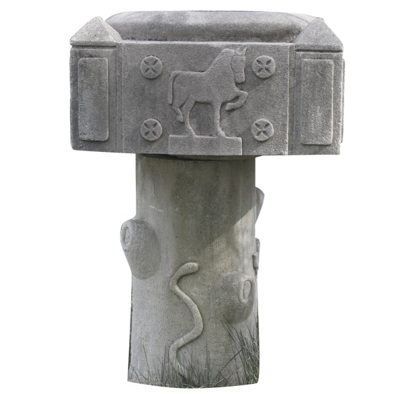 Limestone Garden Planter Sculpture For Sale at 1stDibs
