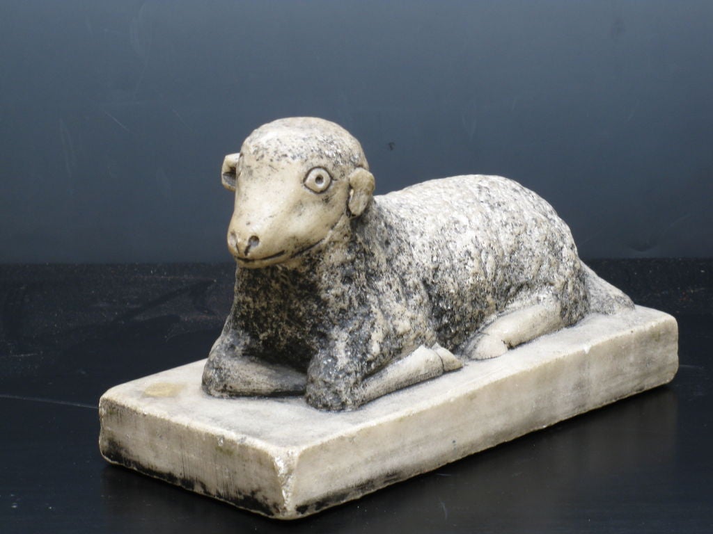 Folk Art Marble Lamb Carving