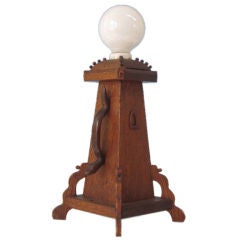 Wood Tower With Snake Lamp