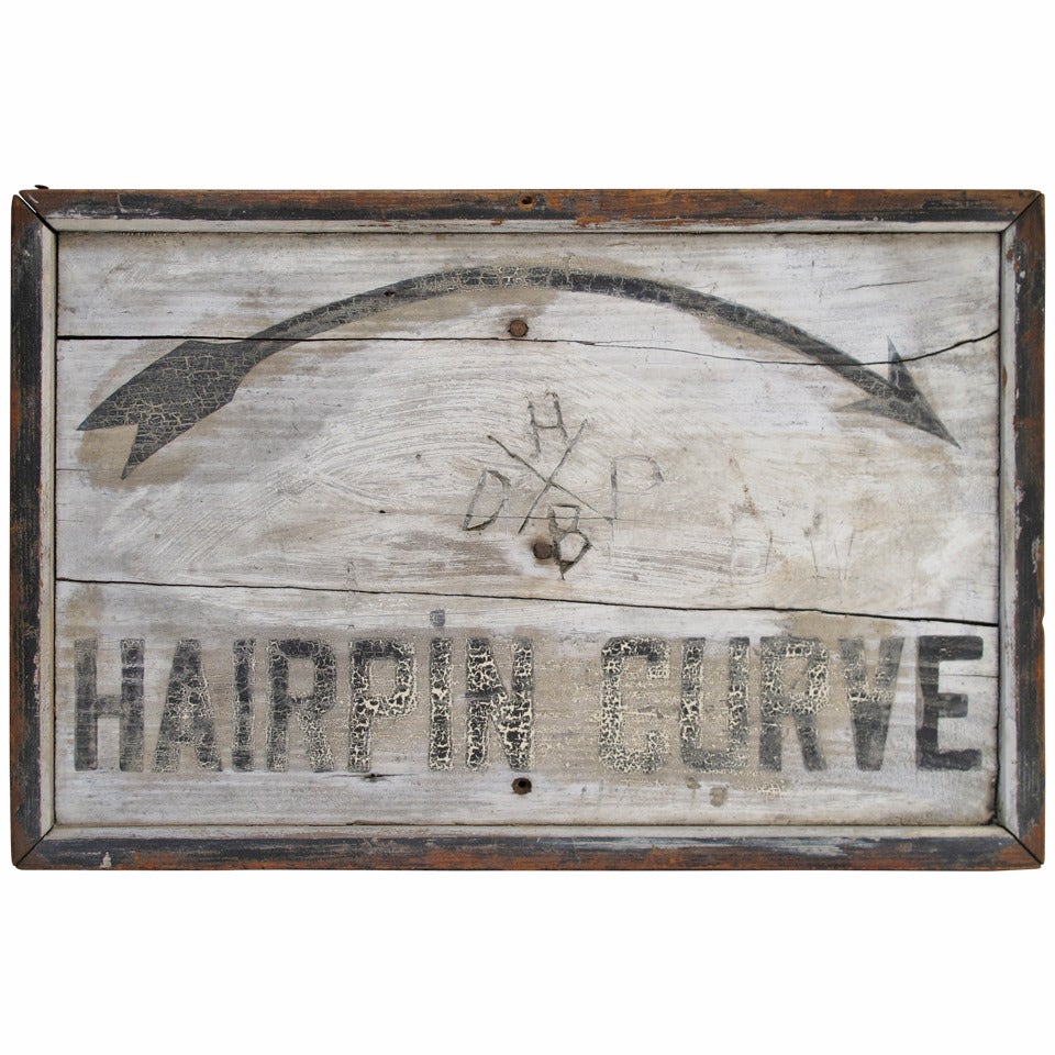 Hairpin Curve Wood Sign