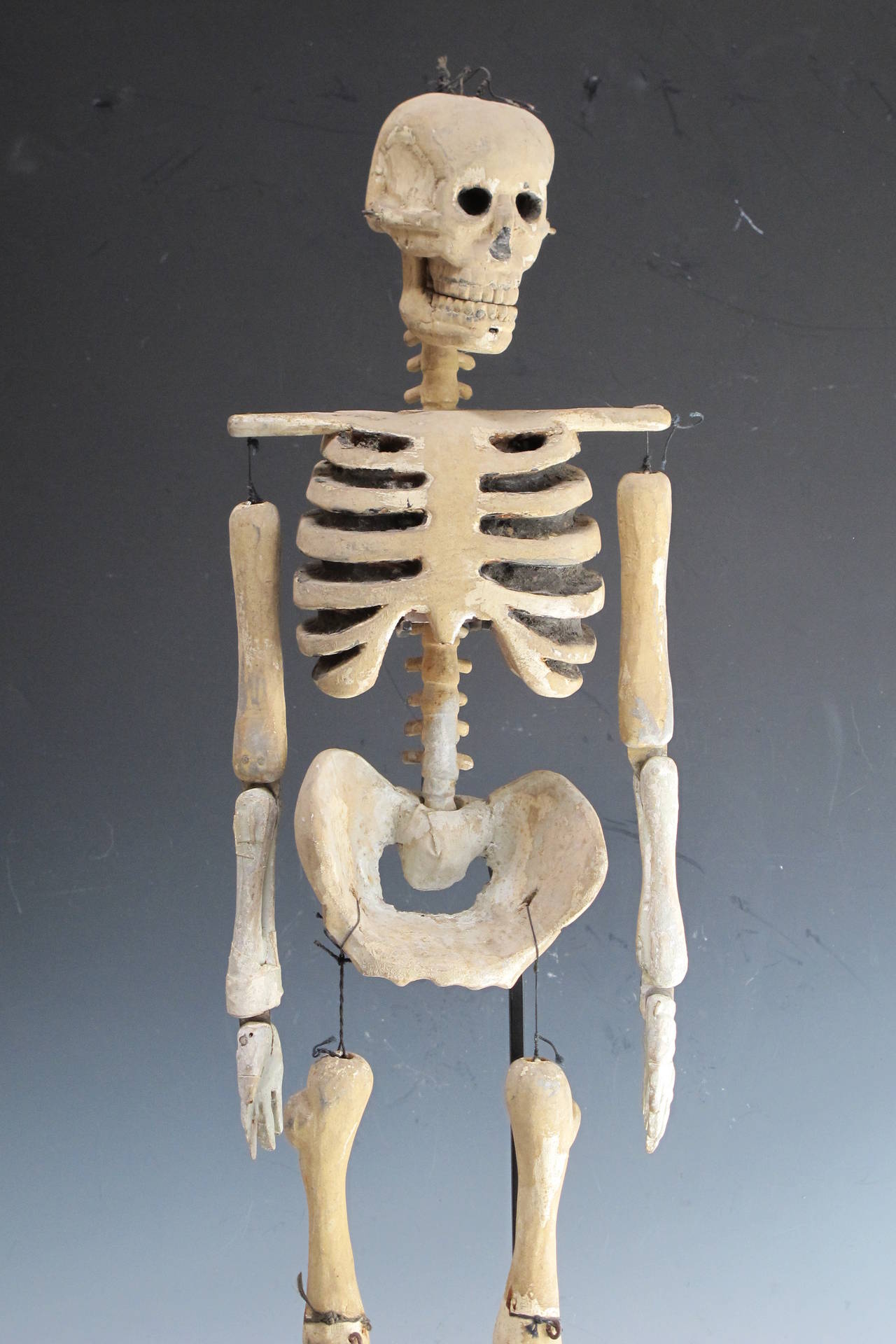 Painted Wood Skeleton Puppet